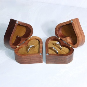 Heart Shaped Wooden <b>Ring</b> <b>Box</b> Walnut Wood Jewelry Storage Gift <b>Box</b> For Wedding Valentine'S Day - Product Image 1