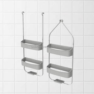 三层大容量金属淋浴罐，带皂液器双层，用于高效的浴室组织 - Product Image 2