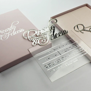 Luxury Transparent Acrylic <strong>Wedding</strong> Invitation <strong>Card</strong> <strong>Box</strong> With Burgundy Silk Tissue Decoration Inside - Product Image 3