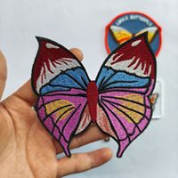 Écussons personnalisables de broderie d'insectes de papillon de haute qualité de diverses formes de couleurs pour l'usage de chapeau-inclut des formes de coeur de fleur