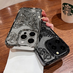 เคสโทรศัพท์แบบตั้งได้ 3 มิติ ลายผีเสื้อเคลือบกลิตเตอร์ สำหรับ iPhone 16 15 14 13 12 11 Pro Max ป้องกันการตกกระแทก - Product Image 5