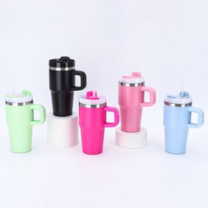 Gobelet de voyage isotherme H2.0 en acier inoxydable 304 sans BPA de 14 oz pour enfants avec poignée et paille, compatible lave-vaisselle et micro-ondes, personnalisable - Product Image 3