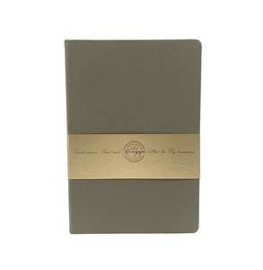 Bloc de notas impreso con logotipo personalizado, diario verde oliva, cuaderno de cinta de Agenda de tapa dura con puntos de cuero Pu sin fecha - Product Image 2