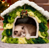 Nouveau Nid pour Chat Portable en Coton PP Tressé à la Main, Universel Quatre Saisons, Créatif, pour Chien et Chat, Abri Chaleureux d'Hiver