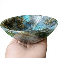 Bol en cristal de labradorite naturelle, bol en pierre précieuse polie, bol en labradorite fait à la main pour la décoration de la maison, la méditation, le Reiki.