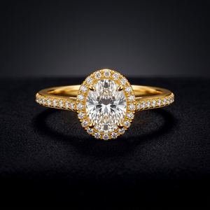 Anillo de Compromiso Gourik Clásico de Lujo, con Moissanita Ovalada, Chapado en Oro, Sin Níquel, con Engaste Pavé, para Mujer, Abril - Product Image 3