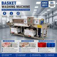 Vlees Groente Fruit Gekookt Voedsel Kratten Wasmachine SUS304 360° Spray PLC Droogband Type