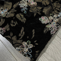 Velours lourd brodé de perles, 100% soie, velours métallique, tissu burnout, robe, manteau, jupe, tissu de créateur