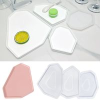 DM1038 Moule en résine époxy à motifs géométriques irréguliers pour plateau de service, support de verre géode, plateau de rangement pour bijoux, pour artisanat DIY et décoration intérieure