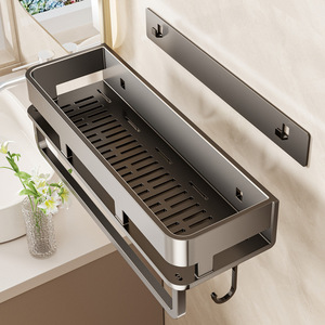 Gunmetal gray bathroom <b>shelf</b>, no drilling required, wall-mounted toilet/washbasin wall-mounted storage rack - Product Image 2