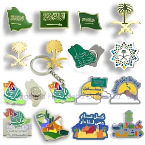 Wholesale Stock Saudi Flag Metal Magnetic Brooch Coat Pin Badge For Saudi Arabia Flag National Day Celebration