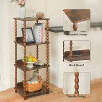 Étagère à livres moderne à 4 niveaux, petite bibliothèque, étagères de présentation pour petits espaces, chambre à coucher, salon, salle à manger, bureau, bois massif