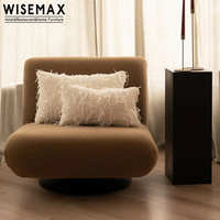 WISEMAX FURNITURE Chaise simple de loisir en tissu de velours brun Boucle Mobilier nordique de salon Canapé simple Chaise d'appoint lounge