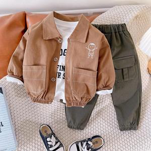 Children's Clothing <strong>Set</strong> Three-piece Suit <strong>1</strong>-4 <strong>Years</strong> <strong>Old</strong> <strong>Boy</strong> Suit Collar Casual Pants Bottoming Shirt Suit <strong>Baby</strong> <strong>Clothes</strong> - Product Image 3