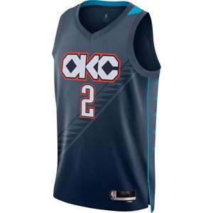 Camiseta de baloncesto Oklahoma City Thunder Shai Gilgeous-Alexander Youth Navy City Edition Swingman para niños, con cuello en V y absorción de humedad - Product Image 2