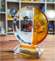 2025 Nouvelle Arrivée Blue Horse Modèle Liuli Crystal Award Plaques avec Base en cristal clair