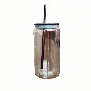 Nouvel arrivage : Pot en PC transparent de 16 oz en forme de verre à bière Libby avec couvercle à paille pour cadeau d'été DIY - Product Image 5