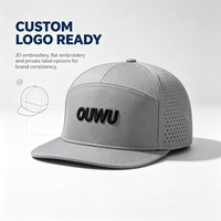 Casquette de sport perforée au laser, vente en gros, casquette à 6 panneaux à visière plate, personnalisable, séchage rapide, respirante, protection solaire, pour course en extérieur et golf