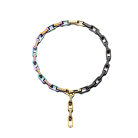 Collier chaîne à maillons carrés en acier inoxydable avec motif floral tendance Craft Wolf, accessoires unisexes