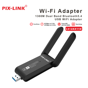 PIX-LINK OEM Fábrica de alta velocidad de doble banda 1300Mbps Tarjeta de red inalámbrica UAX11D WiFi 6 Adaptador <span class=keywords><strong>USB</strong></span> con Bluetooth5.4 para PC - Product Image 2