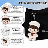 Porte-clés personnalisé en peluche Chef, mini poupée de cuisine de 10 cm, breloque mignonne pour sac, rembourrage en coton PP, porte-clés brodé