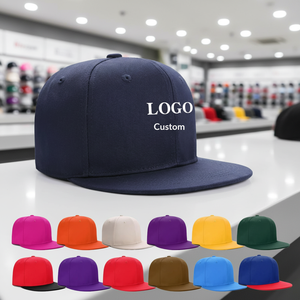 قبعة هيب هوب مسطحة الحواف مع تطريز شعار مخصص، قبعة صيفية للسفر وحماية من الشمس بـ 6 ألواح قابلة للتعديل - Product Image 1