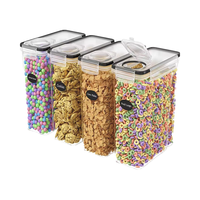 Vente flash : Contenant de stockage hermétique pour aliments secs et céréales, 4 L (135,2 oz), en PP, avec couvercle rabattable, organisateur de cuisine, sans BPA, bocaux à nourriture