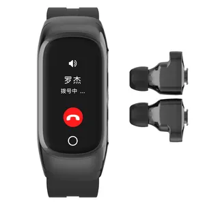 Alta Qualidade Venda Quente 2 em 1 À Prova D 'Água Reloj inteligentes Smartwatch N8 banda Inteligente Com Earbuds eletrônicos inteligentes