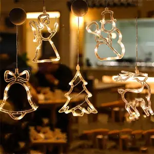 Kerst Sneeuwpop Venster Opknoping Licht Kerstman Led Zuignap Lamp Xmas Winkel Venster Decoratieve Thuis Lamp