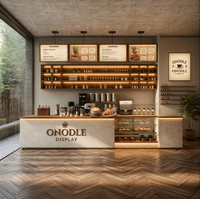Comptoir de bar à café en pierre artificielle sur mesure pour café |   Comptoir de réception moderne pour café et solution clé en main pour l'aménagement intérieur d'un café