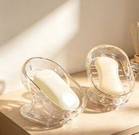 Porte-savon transparent incliné à drainage automatique, plateau transparent de luxe léger pour lavabo de salle de bain, comptoir, douche