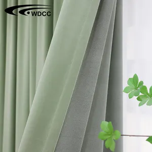 Blackout Home Decor Full Blackout Curtain Customized Size Hotel Luxury Curtain Green Curtains For Living room