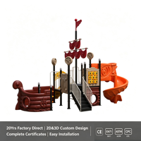 Aire de jeux pour enfants, grand toboggan, série bateau pirate, équipement de divertissement extérieur pour enfants