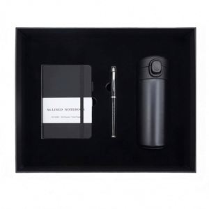 Promotional Business Gift <b>Set</b> PU Hardcover <b>Notebook</b> Gel Pen Flask With Logo for Welcome Gifts Tradeshow Giveaways - Product Image 1