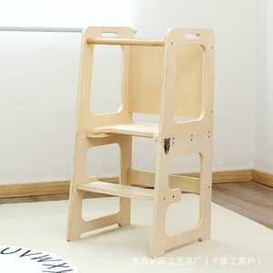 หอคอยการเรียนรู้สำหรับเด็กทำจากไม้ 3 in 1 แบบพับได้ ใช้เป็นเก้าอี้สูงสำหรับใช้ในครัว สีไม้ธรรมชาติ - Product Image 3