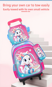 Juego <span class=keywords><strong>de</strong></span> Tres Piezas <span class=keywords><strong>de</strong></span> Mochila Escolar con Ruedas Universales para Estudiantes <span class=keywords><strong>de</strong></span> Primaria, Lonchera y Estuche para Lápices, Diseño <span class=keywords><strong>de</strong></span> Anime y Dibujos Animados - Product Image 4