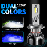 Ampoule de phare LED 120W en gros, double couleur 6500K blanc bleu, lumière automobile Canbus CSP 3570 12V 24V H7 H11 9012 H1 H27