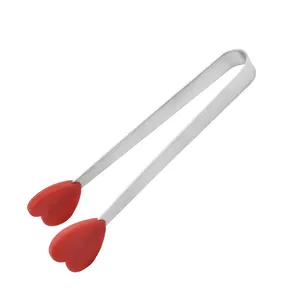 Pince à glace en silicone en forme de cœur créative mini pince à sucre en acier inoxydable antidérapante outils de cuisine pince