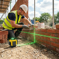 Niveau laser vert 4D à 16 lignes 505-520 nm, machine de nivellement laser auto-nivelante avec trépied, double batterie et télécommande