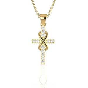 Pendentif en forme de croix avec diamant rond taille brillant de 1,29 carat, or blanc, chaîne personnalisée de luxe pour femmes, cadeau de Noël - Product Image 3