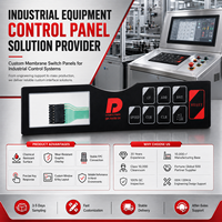 Panel de Control Industrial Personalizado, Interruptor de Membrana, Superposición Gráfica, Circuito FPC Impermeable, Teclado HMI Táctil, Botón
