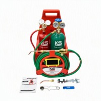 Kit de soudage et de découpe portable KS, kit de soudage oxy-acétylène avec régulateur à double manomètre, torche, buse, tuyau, cylindre, clé