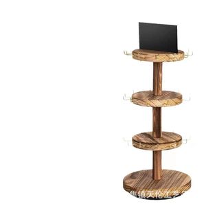 Wooden multi-layer rotating jewelry <b>storage</b> rack, <b>dressing</b> <b>table</b> jewelry organizer, jewelry display rack - Product Image 5