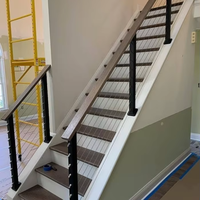 Rampe d'escalier moderne de luxe en acier inoxydable noir pour l'intérieur de la maison