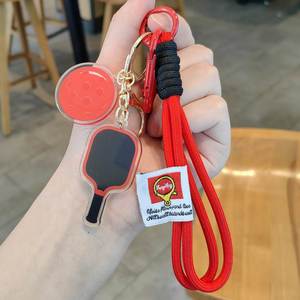 Porte-clés de raquette de pickleball miniature personnalisable de haute qualité, en plastique durable, accessoire de voiture, avec trou pour logo créatif, ludique et amusant - Product Image 2