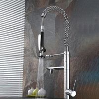 Robinet de cuisine moderne à col haut en chrome, économiseur d'eau, 3 voies, avec douchette extractible, robinet gourmet en laiton avec pulvérisateur rétractable