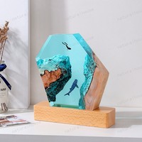 Lampe de table en résine artisanale Océan, lampe décorative LED créative pour atelier d'artisanat et aménagement intérieur (vente en gros)