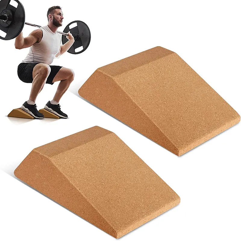 Fitness sports high quality Custom logo wholesale natural cork squat wedge yoga blocks bricks