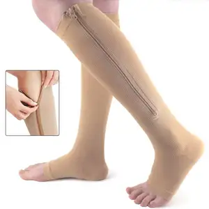 压缩丝袜医用压力自行车袜专业腿部支撑女男运动拉链袜