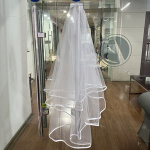 حجاب زفاف من التول بسيط ذو طبقة مزدوجة لحفلات الزفاف من أجل حفل العزوبية وهو من أفضل المبيعات - Product Image 2